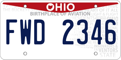 OH license plate FWD2346