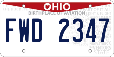 OH license plate FWD2347