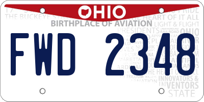 OH license plate FWD2348