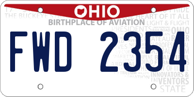 OH license plate FWD2354