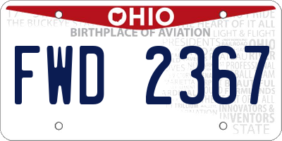 OH license plate FWD2367