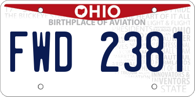 OH license plate FWD2381