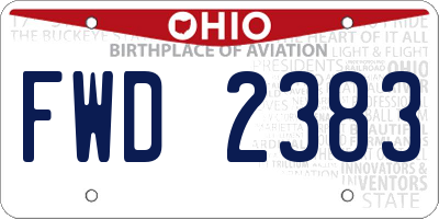 OH license plate FWD2383