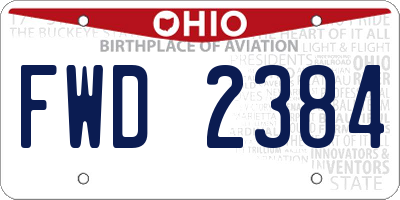OH license plate FWD2384