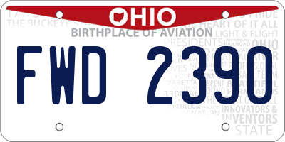 OH license plate FWD2390