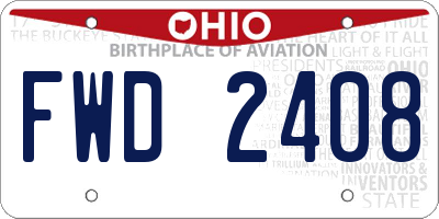 OH license plate FWD2408