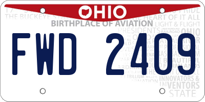 OH license plate FWD2409