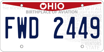 OH license plate FWD2449