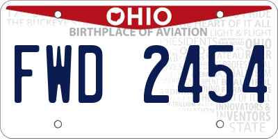 OH license plate FWD2454