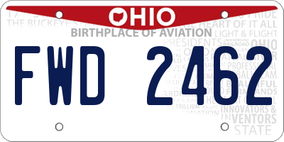 OH license plate FWD2462