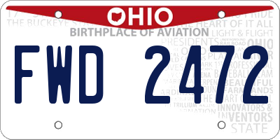 OH license plate FWD2472
