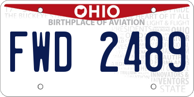 OH license plate FWD2489