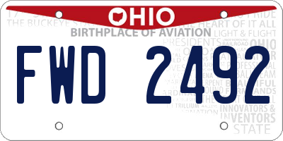 OH license plate FWD2492