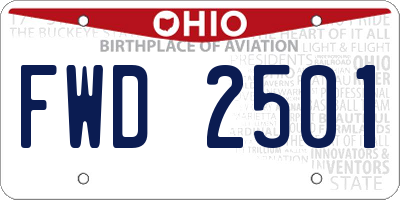 OH license plate FWD2501