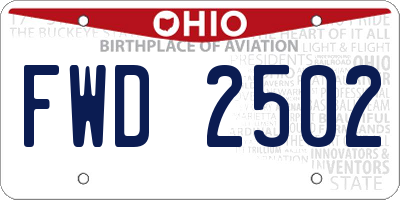 OH license plate FWD2502