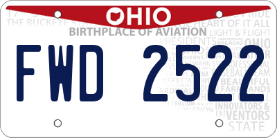 OH license plate FWD2522