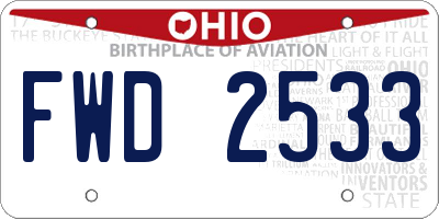 OH license plate FWD2533
