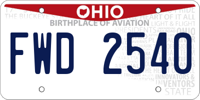 OH license plate FWD2540