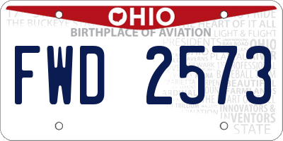 OH license plate FWD2573