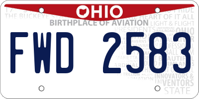 OH license plate FWD2583