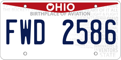 OH license plate FWD2586