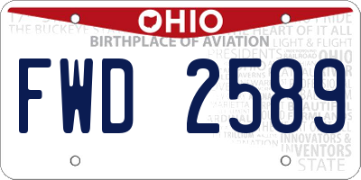 OH license plate FWD2589