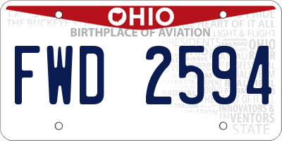 OH license plate FWD2594