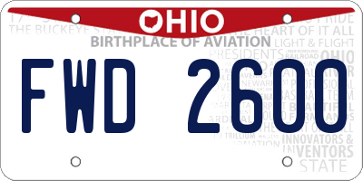 OH license plate FWD2600
