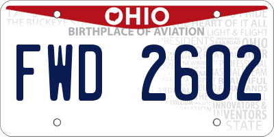 OH license plate FWD2602