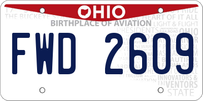 OH license plate FWD2609