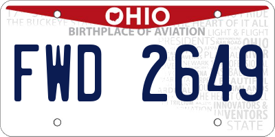 OH license plate FWD2649