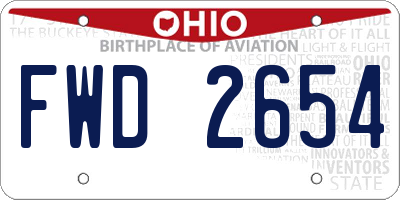 OH license plate FWD2654