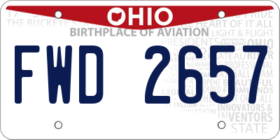 OH license plate FWD2657