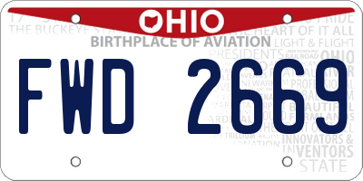 OH license plate FWD2669