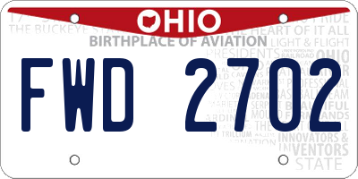 OH license plate FWD2702