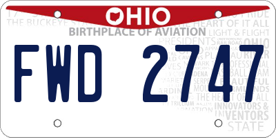 OH license plate FWD2747