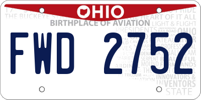 OH license plate FWD2752