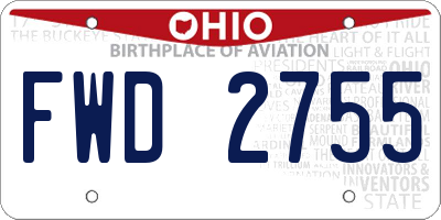 OH license plate FWD2755