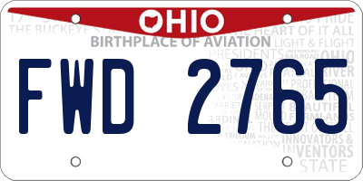 OH license plate FWD2765