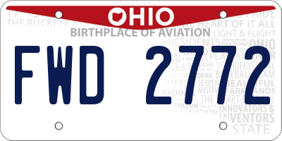 OH license plate FWD2772