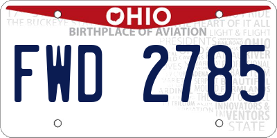 OH license plate FWD2785
