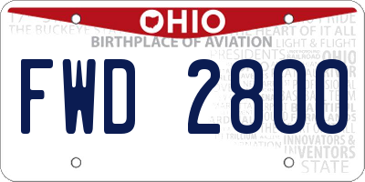 OH license plate FWD2800