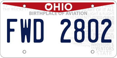 OH license plate FWD2802