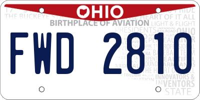 OH license plate FWD2810