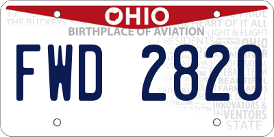 OH license plate FWD2820