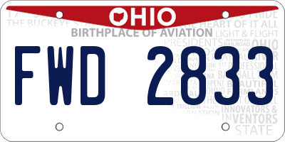 OH license plate FWD2833