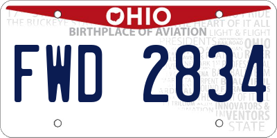 OH license plate FWD2834