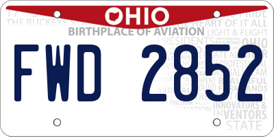OH license plate FWD2852