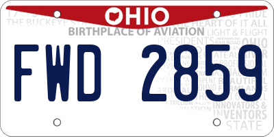 OH license plate FWD2859