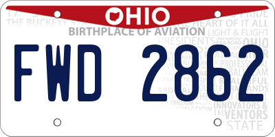 OH license plate FWD2862